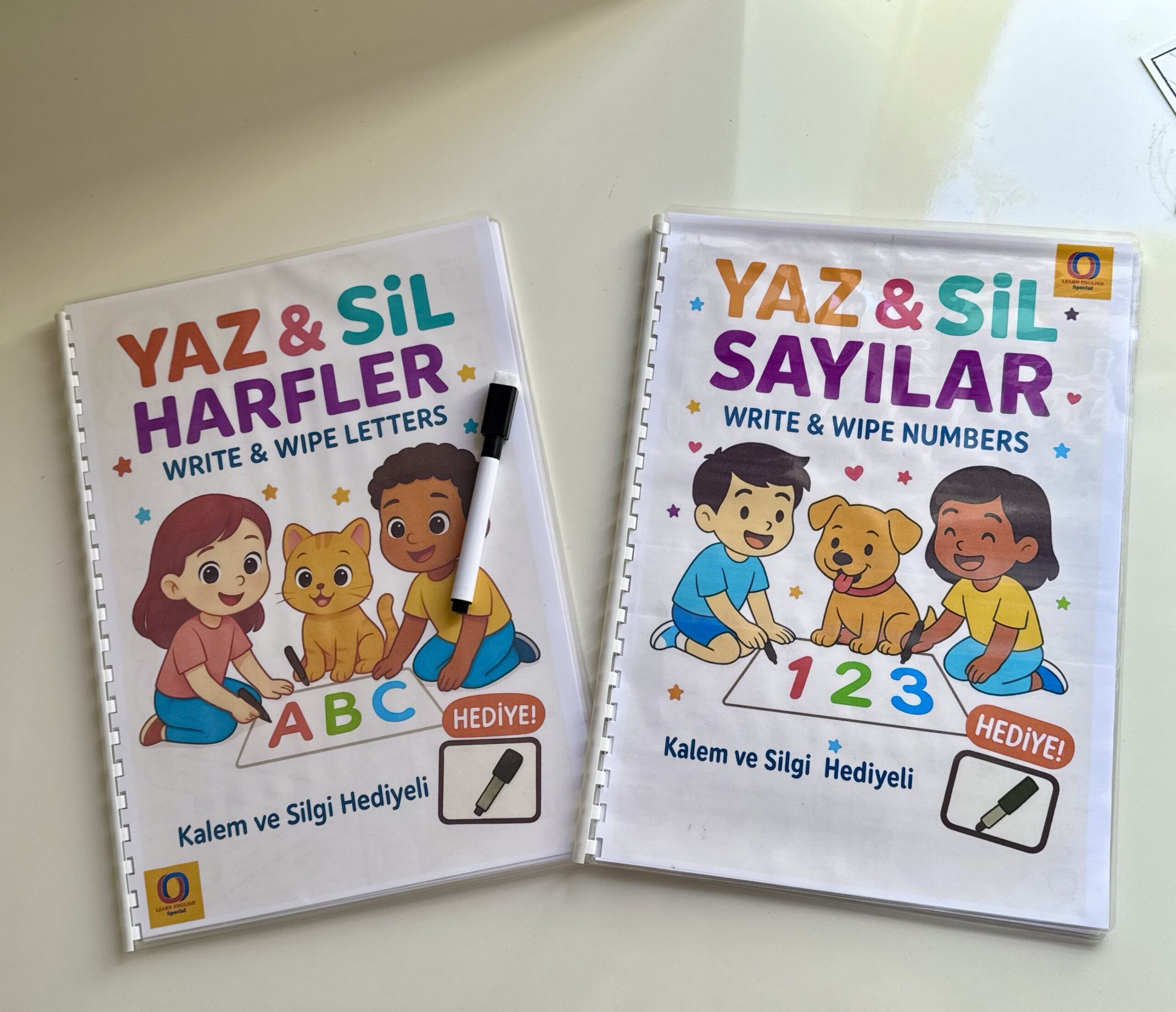 Yaz Sil Plastik Kaplamalı Su Bazlı Silgili Kalem Hediyeli! 2 Kitapçık Set - Görsel 2
